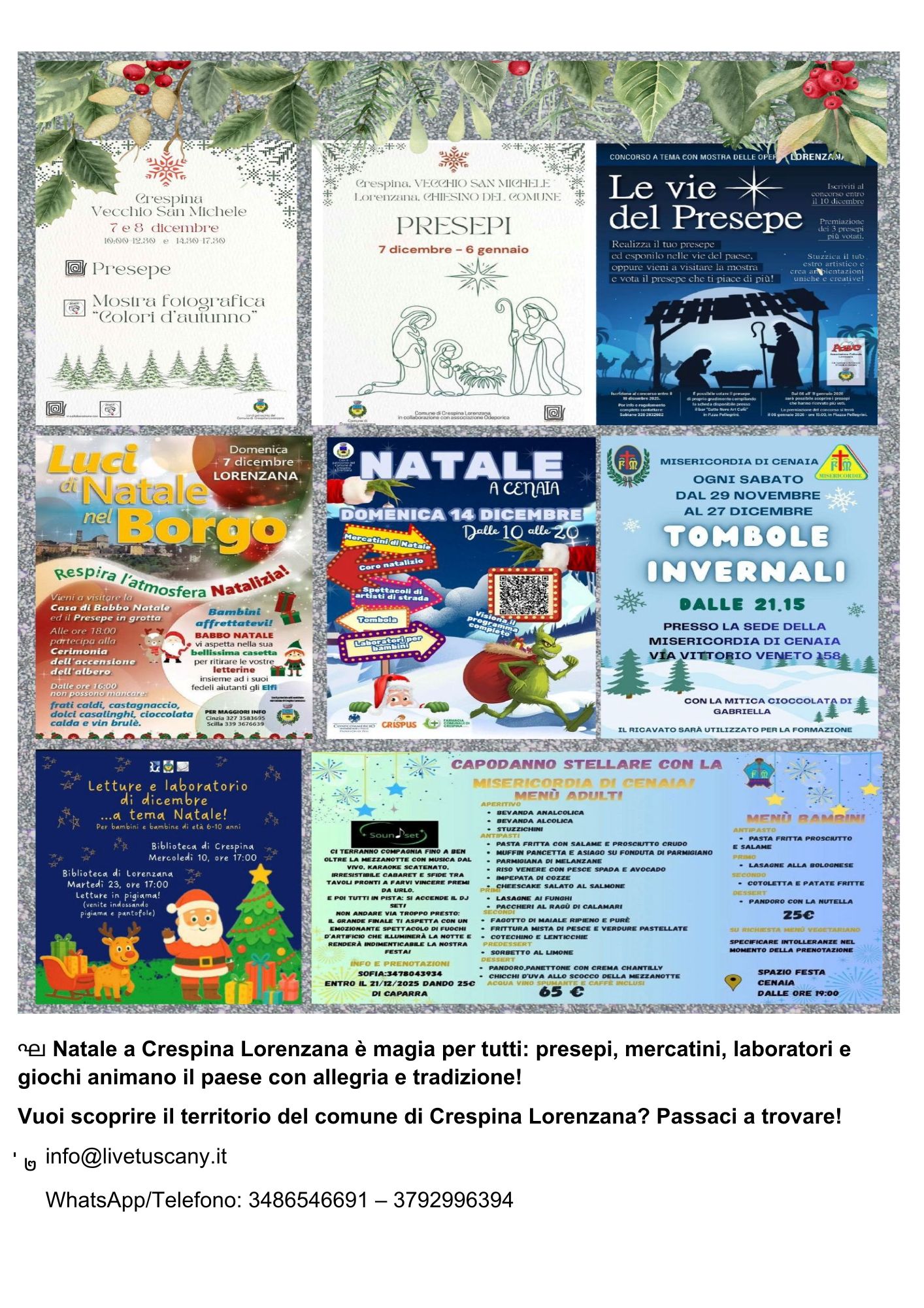 EVENTI NATALIZI NEL COMUNE DI CRESPINA LORENZANA